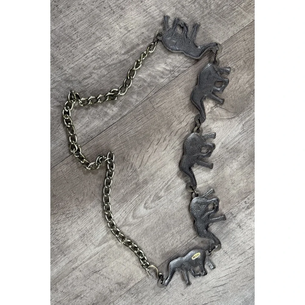 Vtg Metal Elephant Good Luck Belt Chain Links 38.5